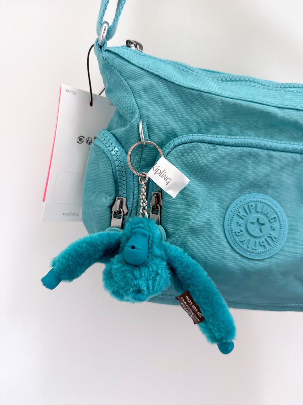Kipling | Gabbie Mini Crossbody Bag Purse Deepest Aqua Blue Nylon Monkey NWT New - Picture 4 of 15